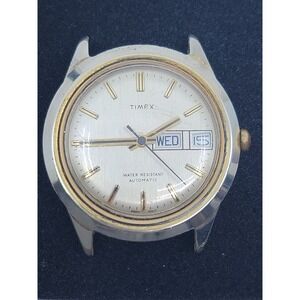 Vintage Timex Automatic Wrist Watch Month Day Window Working Condition No Band
